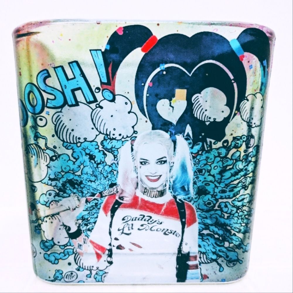 Handmade Harley Quinn Suicide Squad Glass Votive Vase